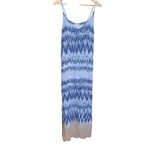 Mystree Womens Blue Zig Zag Print Spaghetti Strap Side Slits Maxi Dress Size L